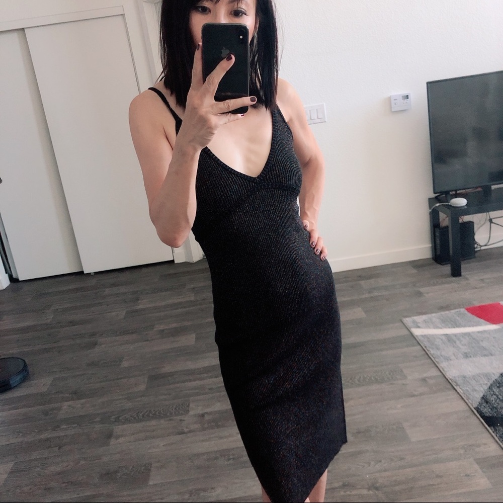 Bebe sweat strappy side slit dress